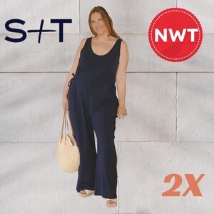 *🇨🇦🆕🏷️*NWT* SMASH + TESS | 2X | Cara Wide Leg Romper - Dark Navy